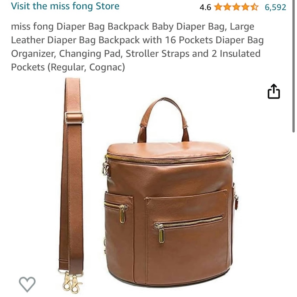 Miss fong bucket diaper bag in cognac